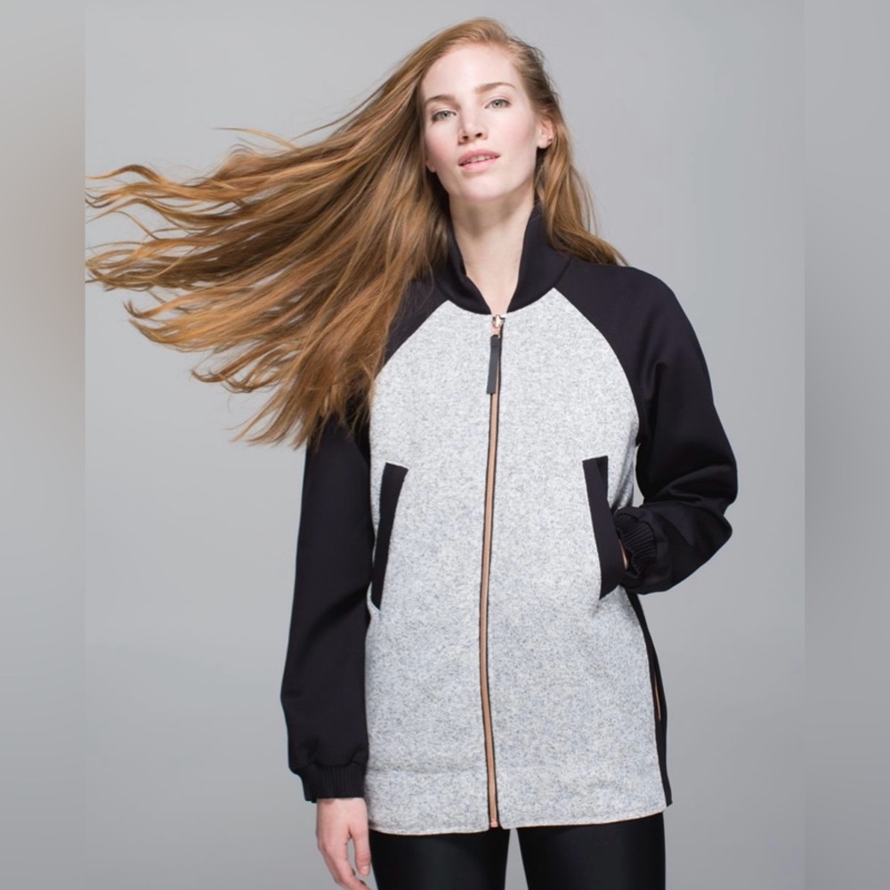 Lululemon Both Ways Bomber Black and Gray Zip-Up Jacket - Size 8